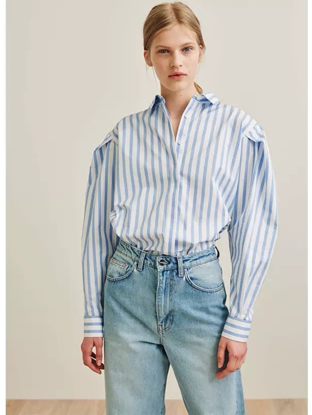 Toteme Blue & White Vertical Stripe Shirt